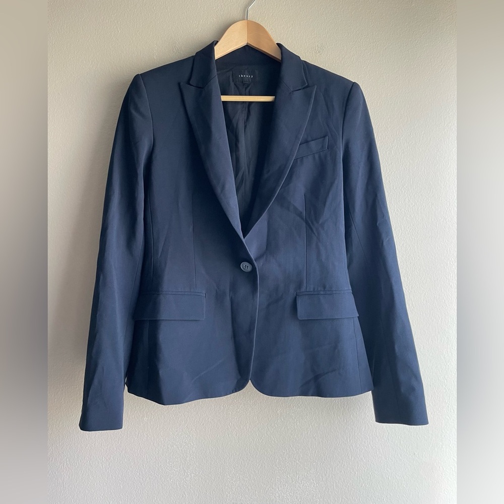 Theory Women Blue Suit Jacket Size 6